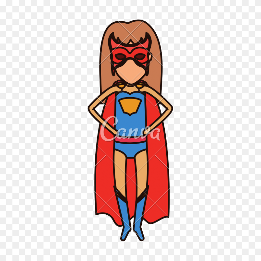 800x800 Colorida Silueta Con Superhéroe Mujer Sin Rostro Volando - Silueta De Superhéroe Png
