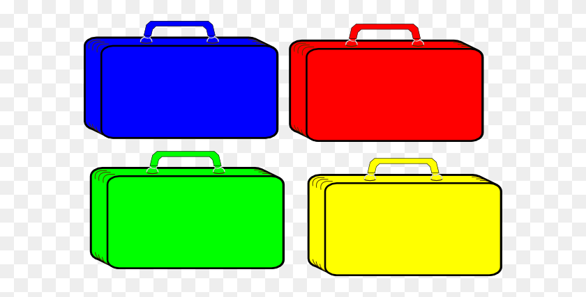 600x367 Colorful Suitcases Clip Arts Download - Suitcase Clipart