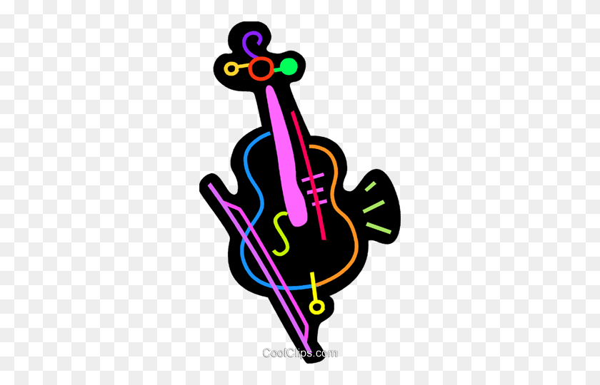 282x480 Colorful Violin Royalty Free Vector Clip Art Illustration - Violin Clipart