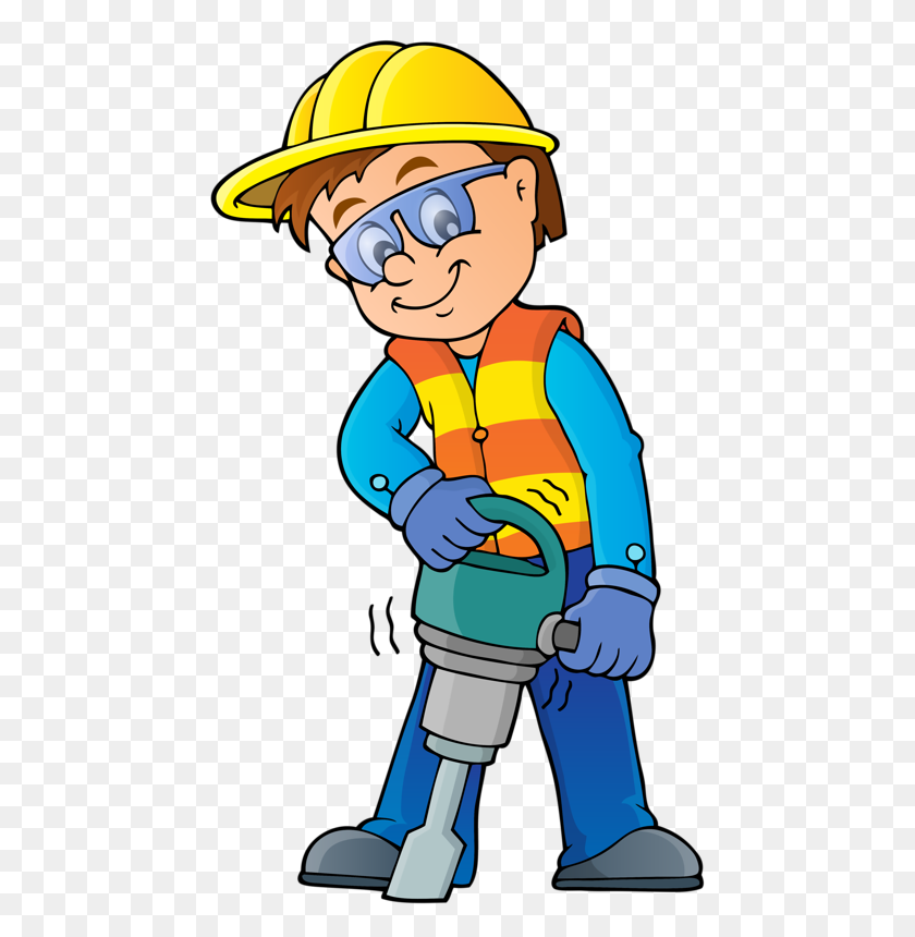 457x800 Coloring Books For Kids Design Vector - Construction Worker Clipart Free