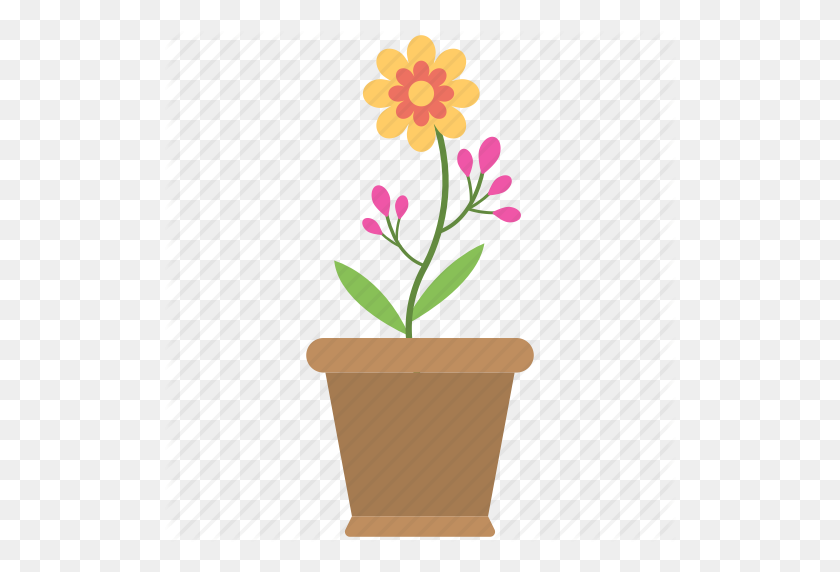 512x512 Colors, Flower Pot, Flowers, Pot, Soil Icon - Flower Pot PNG