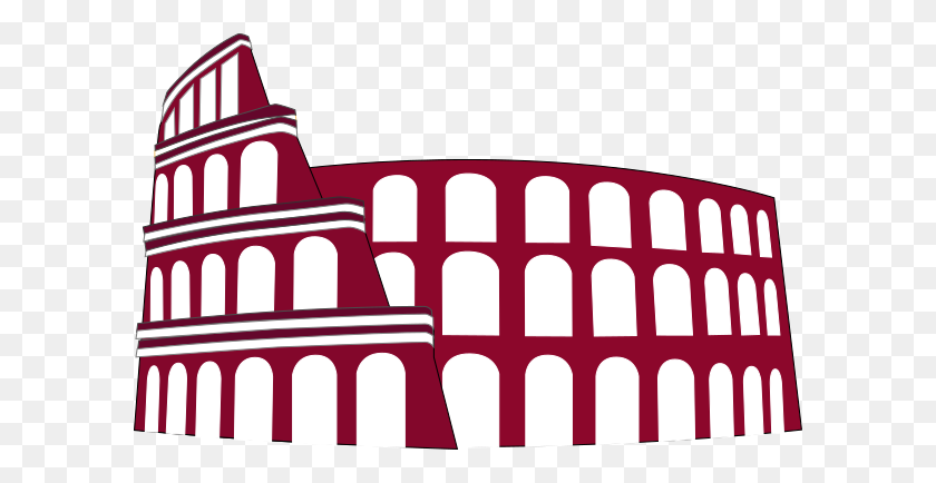 600x374 Colosseum Rome Simplified Bordeaux Clip Art - Roman Clipart