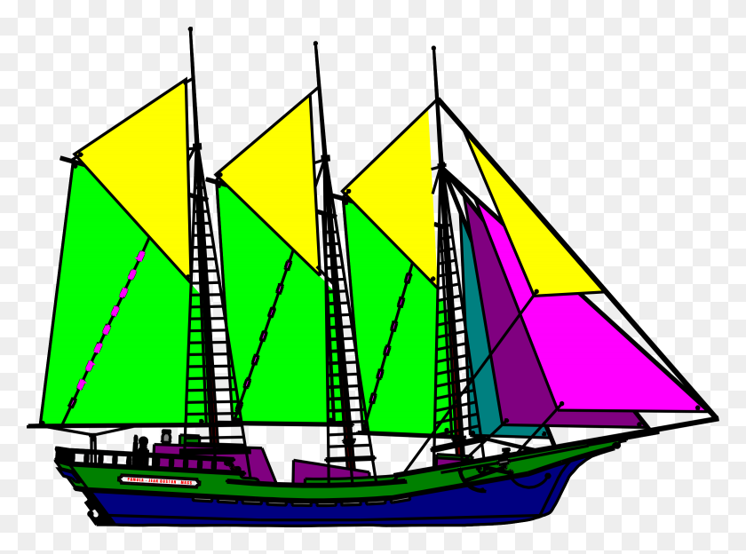 2340x1694 Colourful Sailboat Icons Png - Sail Boat PNG