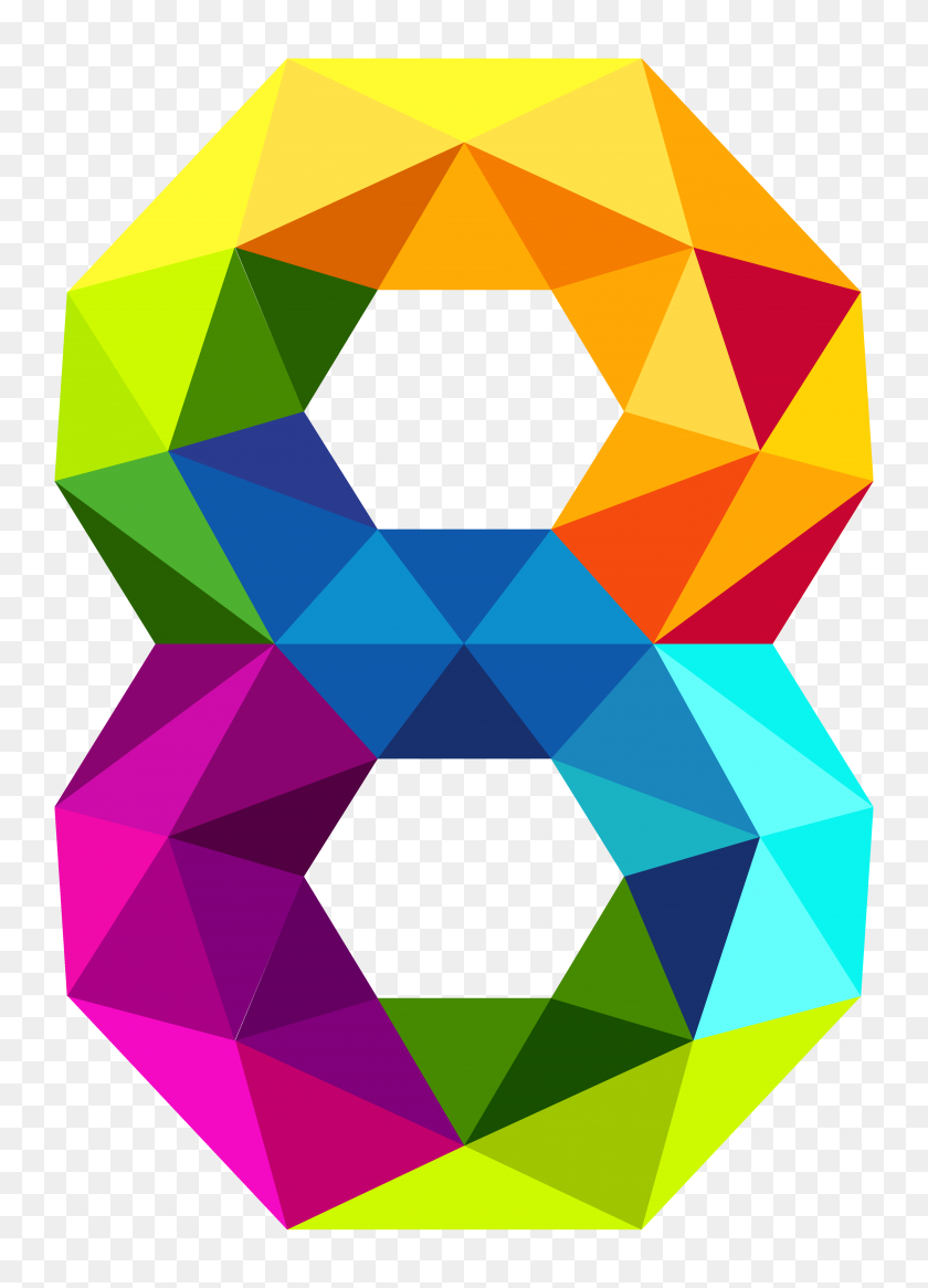 3998x5667 Colourful Triangles Number Eight Png Clipart Image - Triangle Design PNG