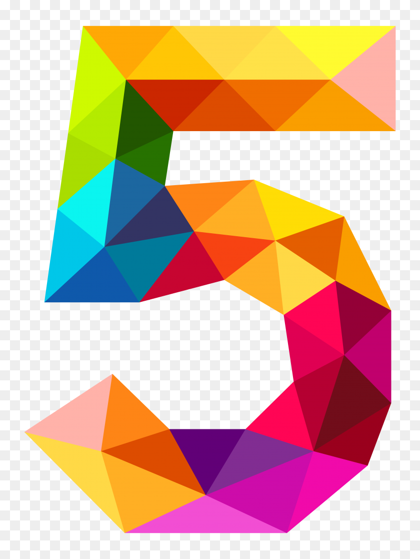 4179x5667 Triángulos De Colores Número Cinco Png Clipart Gallery - Triangle Design Png