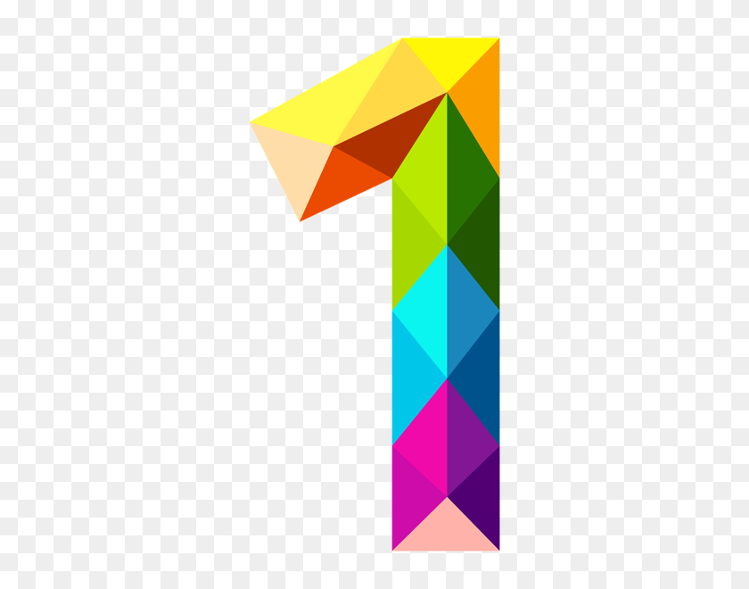 302x600 Triángulos De Colores Número Uno Png Clipart Gallery - Número Uno Png