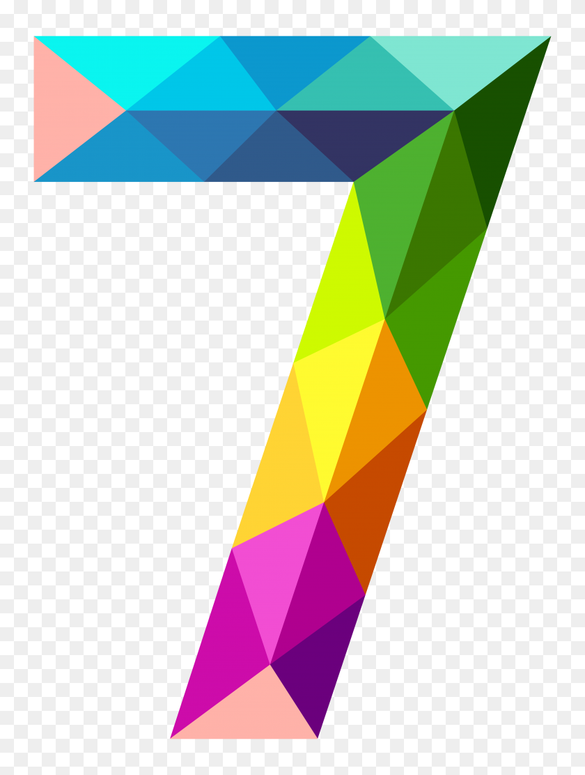4201x5667 Разноцветные Треугольники Номер Семь Png Галерея - Дизайн Треугольников Png Клипарт