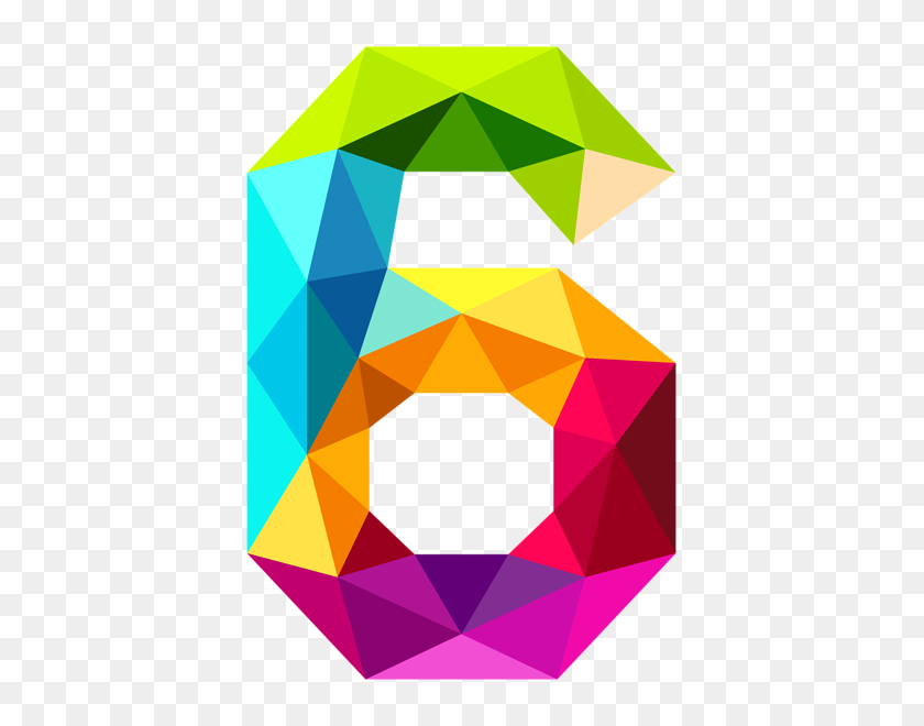 411x600 Разноцветные Треугольники Номер Шесть Png Клипарт Изображение Красочный - Красочный Png