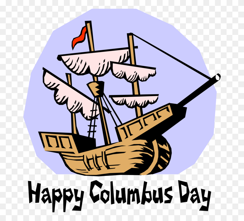 680x700 Columbus Arrives In America - Happy Columbus Day Clipart