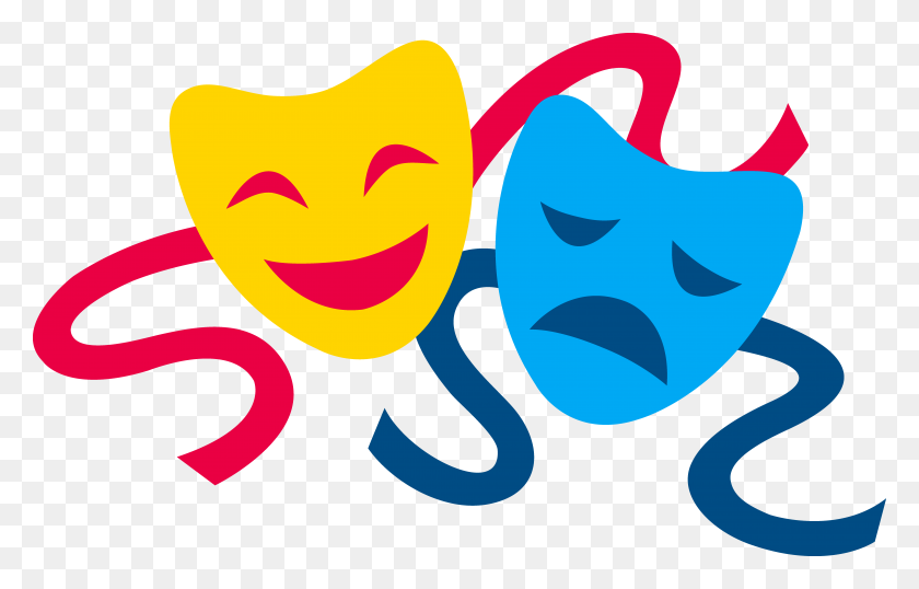 7859x4820 Comedy And Tragedy Masks - Www Clipart Com