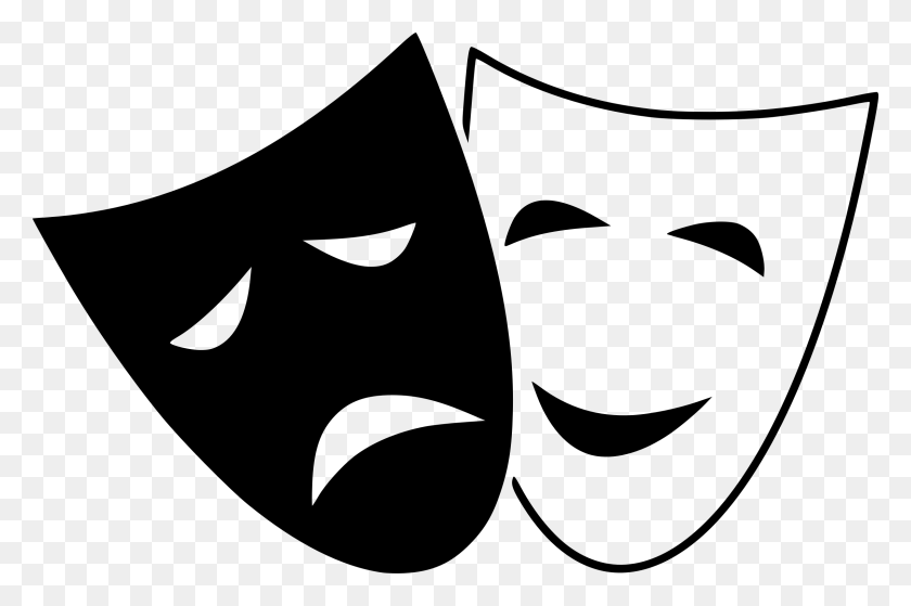 2400x1538 Comedy And Tragedy Masks Icons Png - Masks PNG