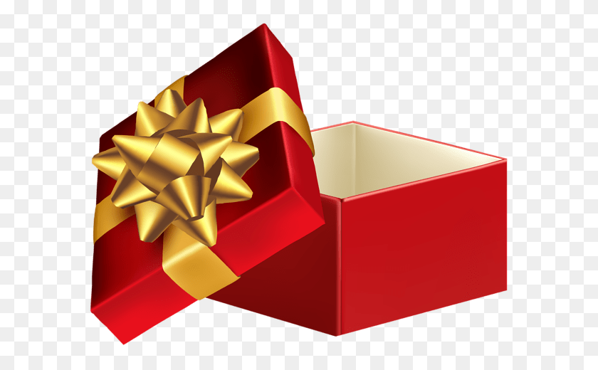 600x460 Удобная Красная Открытая Подарочная Коробка Png Картинка Галерея - Подарочная Коробка Клипарт Черный И Белый