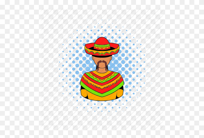 512x512 Comics, Sombrero, Hombre, Mexicano, Bigote Mexicano, Icono De Sombrero - Sombrero Mexicano Png