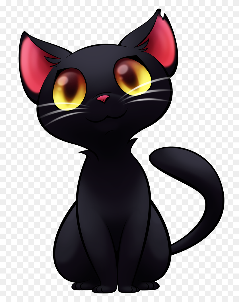 739x1000 Commission Black Cat - Cat Cartoon PNG