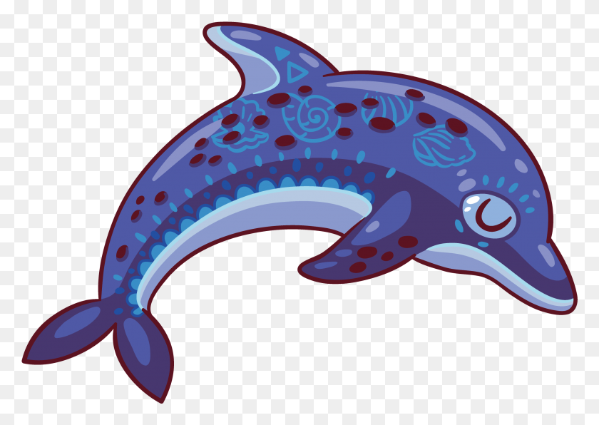 2533x1741 Common Bottlenose Dolphin Purple Clip Art - Dolphin Clipart