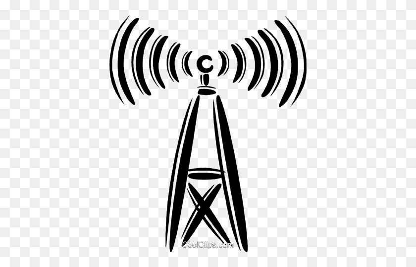 398x480 Communication Tower Royalty Free Vector Clip Art Illustration - Communication Clipart