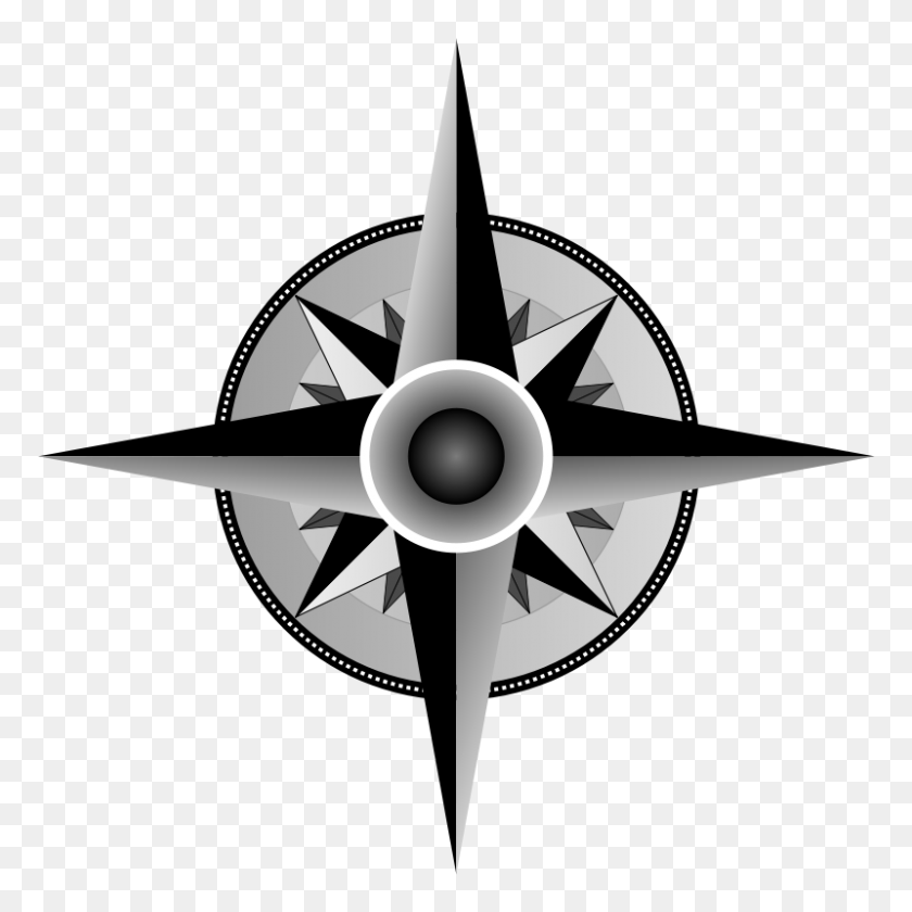 800x800 Compass Rose Clip Art - Rose Clipart Black And White PNG