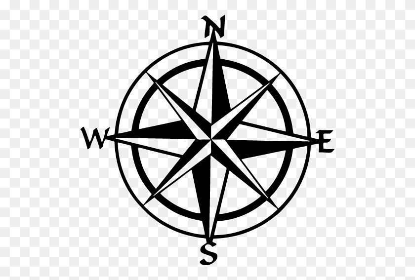 514x507 Compass Rose Png Black And White Transparent Compass Rose Black - Rose Clipart Black And White