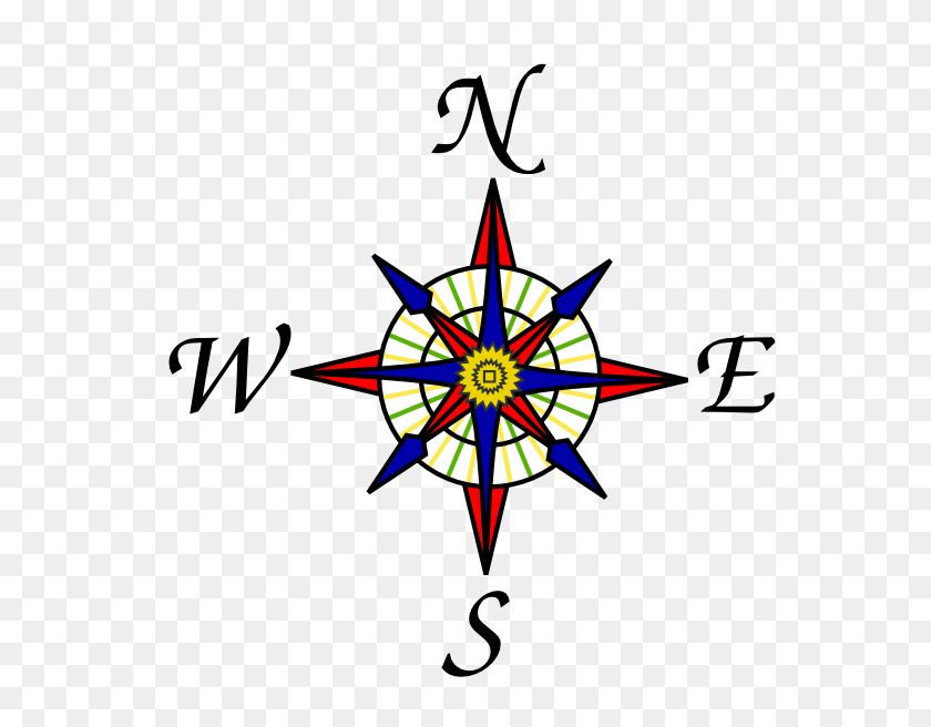 582x596 Compass Rose Png, Clip Art For Web - Rose Clipart Outline