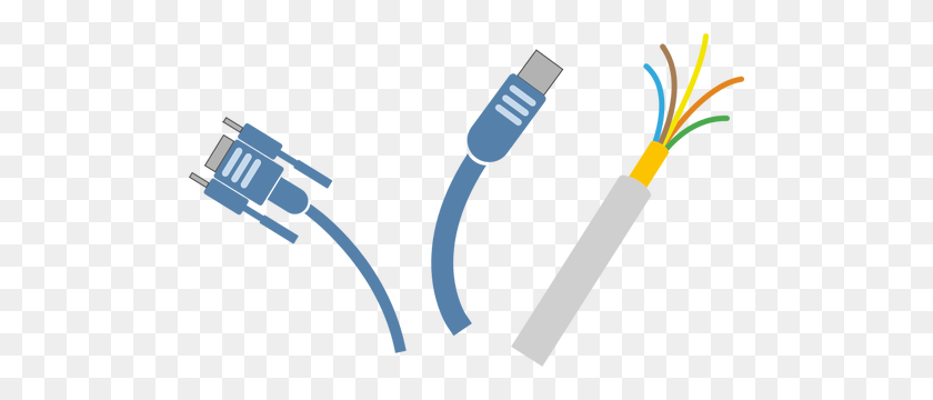 500x300 Computer Cables For Usb Vector Clip Art - Connection Clipart