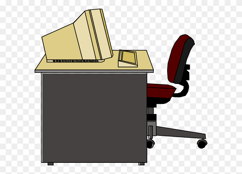 600x546 Computer Desk Clip Art - Office Desk Clipart