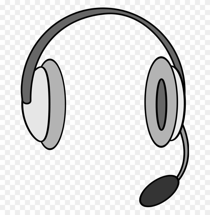 673x800 Computer Headphone Clipart Black And White - Speaker Clipart Black And White
