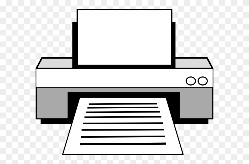 600x494 Computer Printer Png, Clip Art For Web - Computer Black And White Clipart