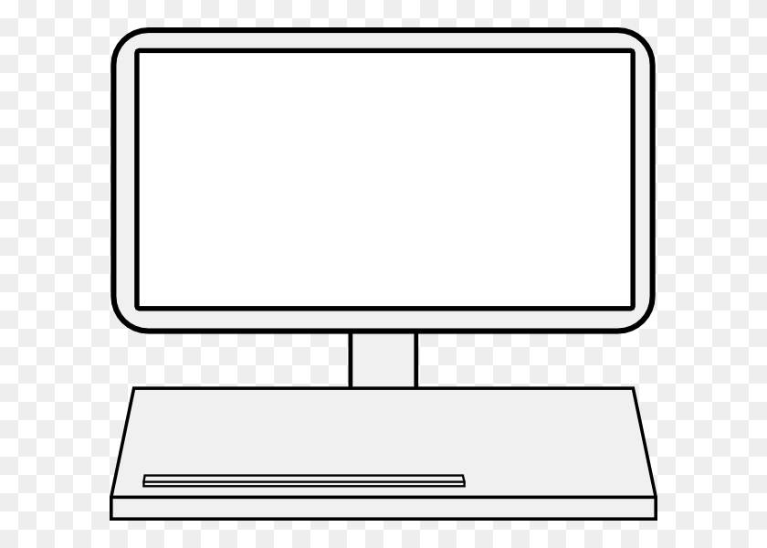 600x540 Computer With Keyboard Clip Art - Keyboard Clipart Black And White