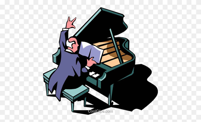 480x450 Concert Pianist Royalty Free Vector Clip Art Illustration - Playing Piano Clipart