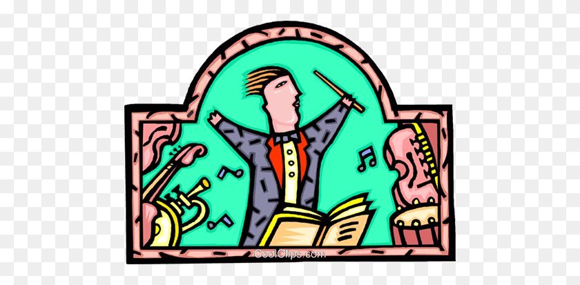480x353 Conductor Leading His Orchestra Royalty Free Vector Clip Art - Conductor Clipart