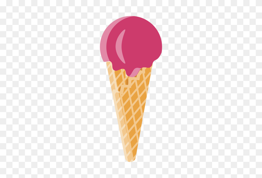 512x512 Cone Strawberry Ice Cream - Cone PNG