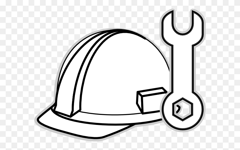 600x466 Construction Clipart Black And White Gallery For Hard Hat Clip Art - Under Construction Clipart