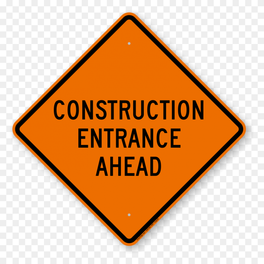 800x800 Construction Entrance Ahead, Road Work Sign, Sku K - Construction Sign PNG