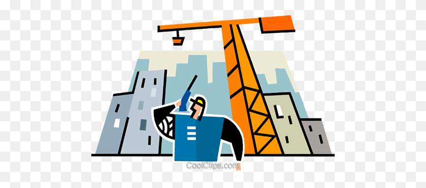 480x312 Construction Foreman On A Walkie Talkie Royalty Free Vector Clip - Walkie Talkie Clipart
