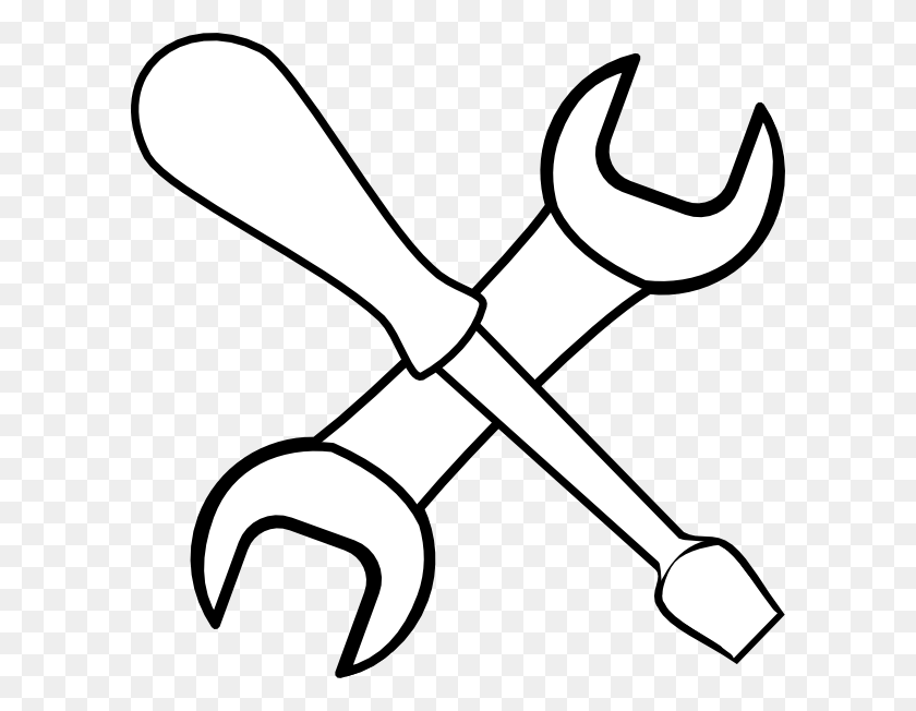 600x592 Construction Tools Clipart Black And White - Clipart Hamer