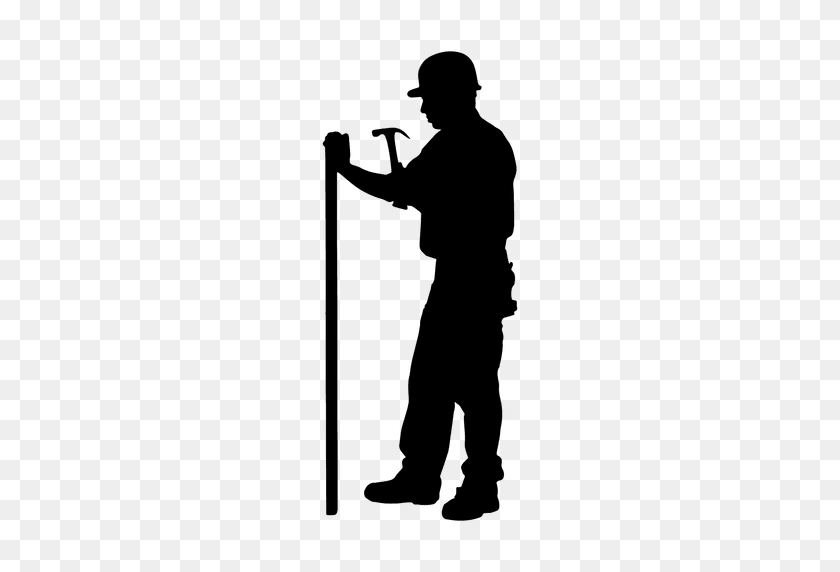 512x512 Construction Worker Hammering Silhouette - Construction Worker PNG