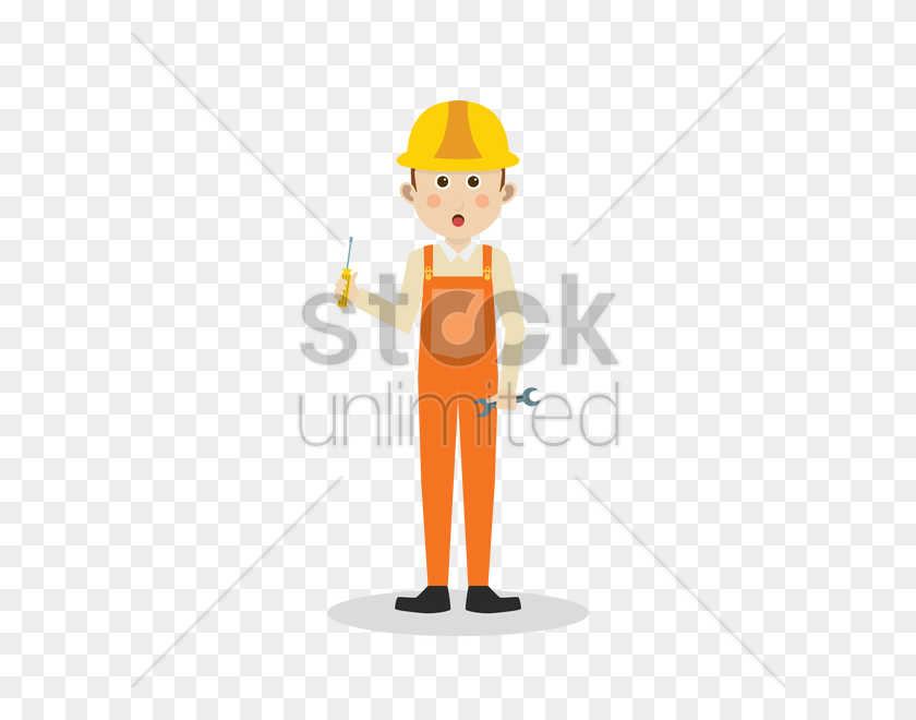 600x600 Construction Worker Holding A Spanner And Screwdriver Vector Image - Construction Worker PNG