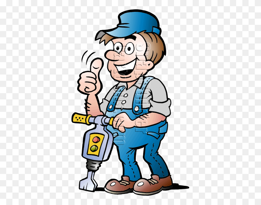 600x600 Construction Worker With Jack Hammer - Jackhammer Clipart