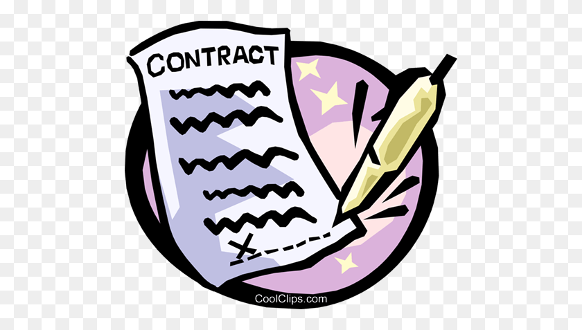 480x417 Contract With Pen Royalty Free Vector Clip Art Illustration - Contract Clipart
