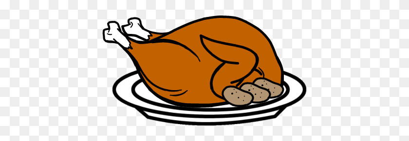 424x231 Cooked Turkey Clipart Black And White Free - Cooked Fish Clipart