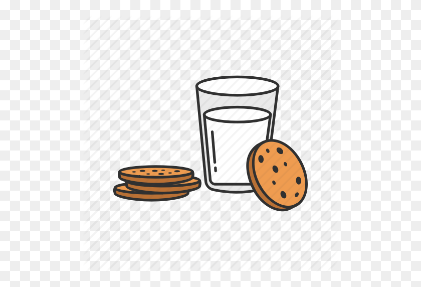 512x512 Cookie And Milk, Cookies, Milk, Snack Icon - Biscuit PNG