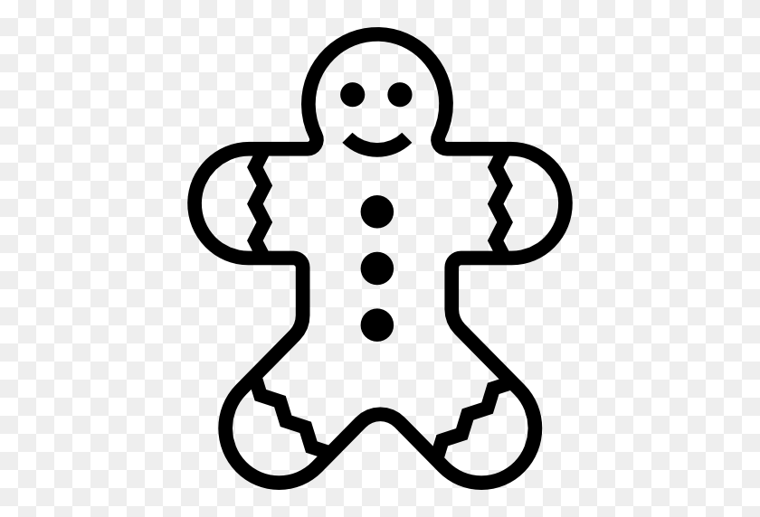 512x512 Cookie, Dessert, Gingerbread, Sweet, Bakery, Gingerbread Man, Food - Gingerbread Man Clipart Black And White