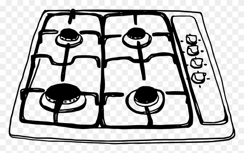 1252x750 Кухонные Плиты Для Выпечки Еды На Кухне - Духовка Клипарт Черный И Белый