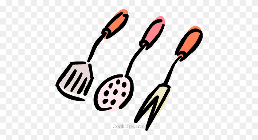 480x397 Cooking Utensils Royalty Free Vector Clip Art Illustration - Kitchen Tools Clipart