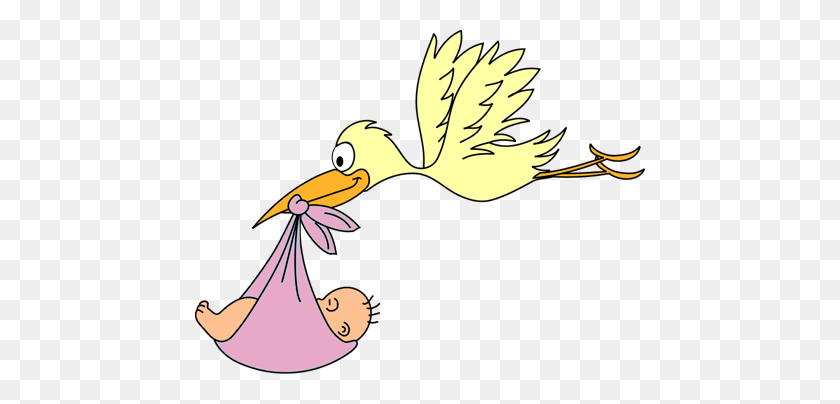 450x344 Cool Baby Girl Stork Clipart Baby Girl Baby Shower Clip Art For Girls - Stork Clipart