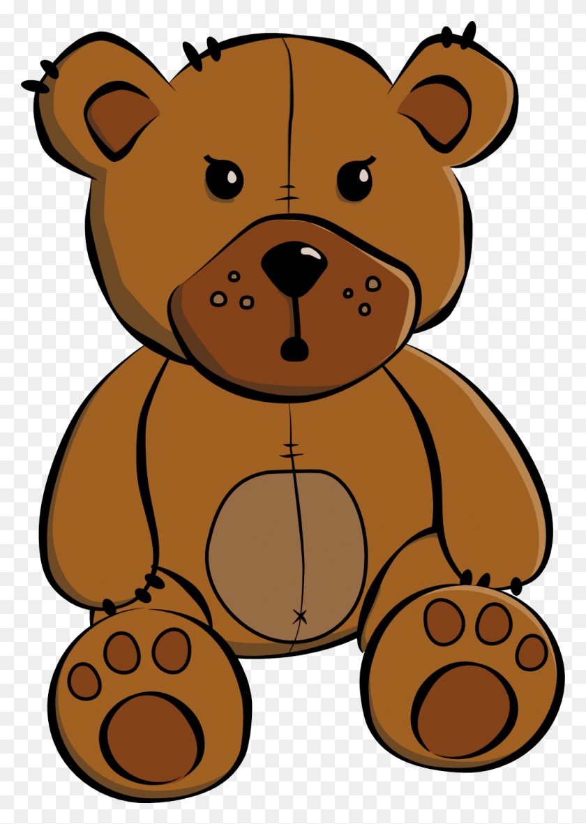 999x1437 Cool Clipart Bear - Stuffed Animal Clipart Black And White
