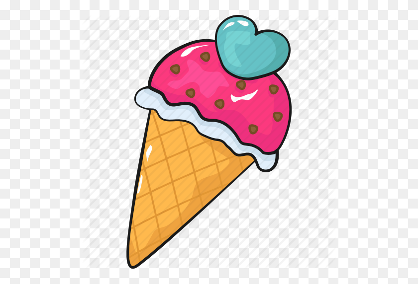 512x512 Cool, Cute, Ice Cream Cone, Line, Love, Set, Template Icon - Ice Cream PNG