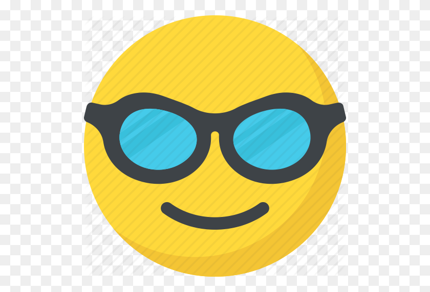 512x512 Cool Emoji, Emoji, Emoticon, Cara Feliz, Gafas De Sol Icono De Emoji - Gafas De Sol Emoji Png