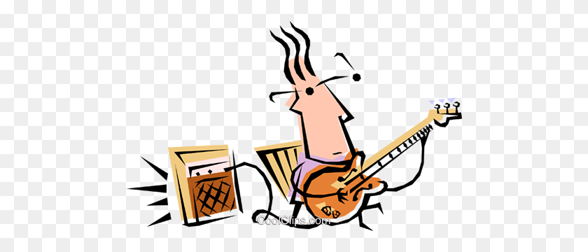 480x300 Cool Guitar Player Royalty Free Vector Clip Art Illustration - Playing Guitar Clipart