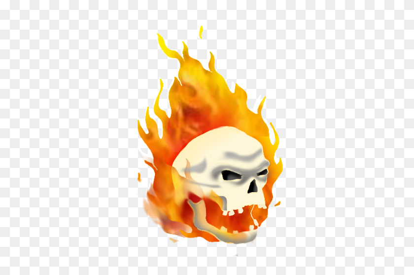 373x497 Cool Skull Clip Art - Realistic Fire PNG